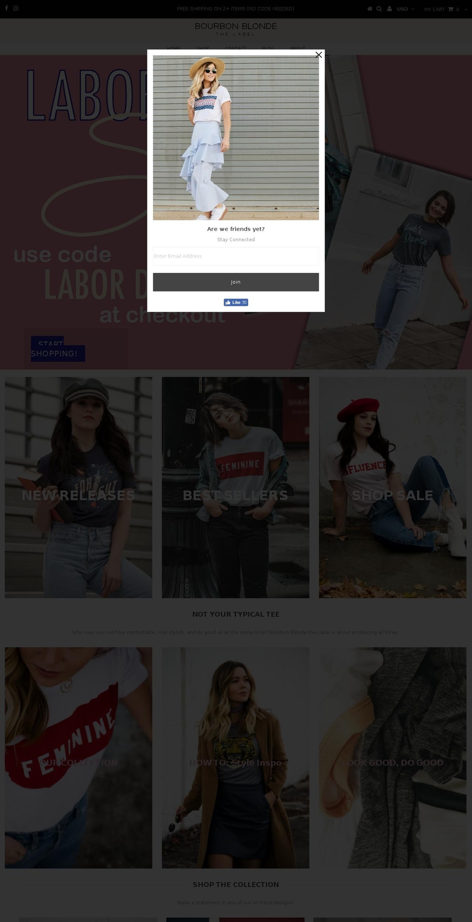 bourbonblondelabel.com — Shopify storefront screenshot