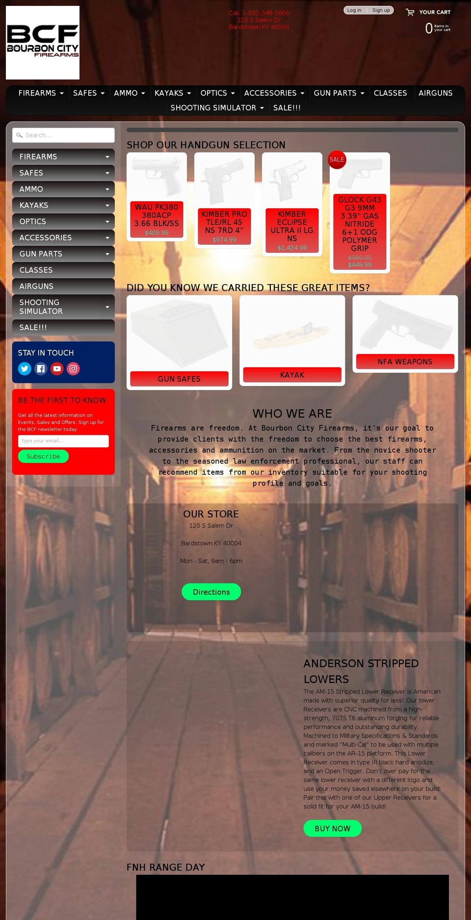 bourboncityfirearms.net shopify website screenshot