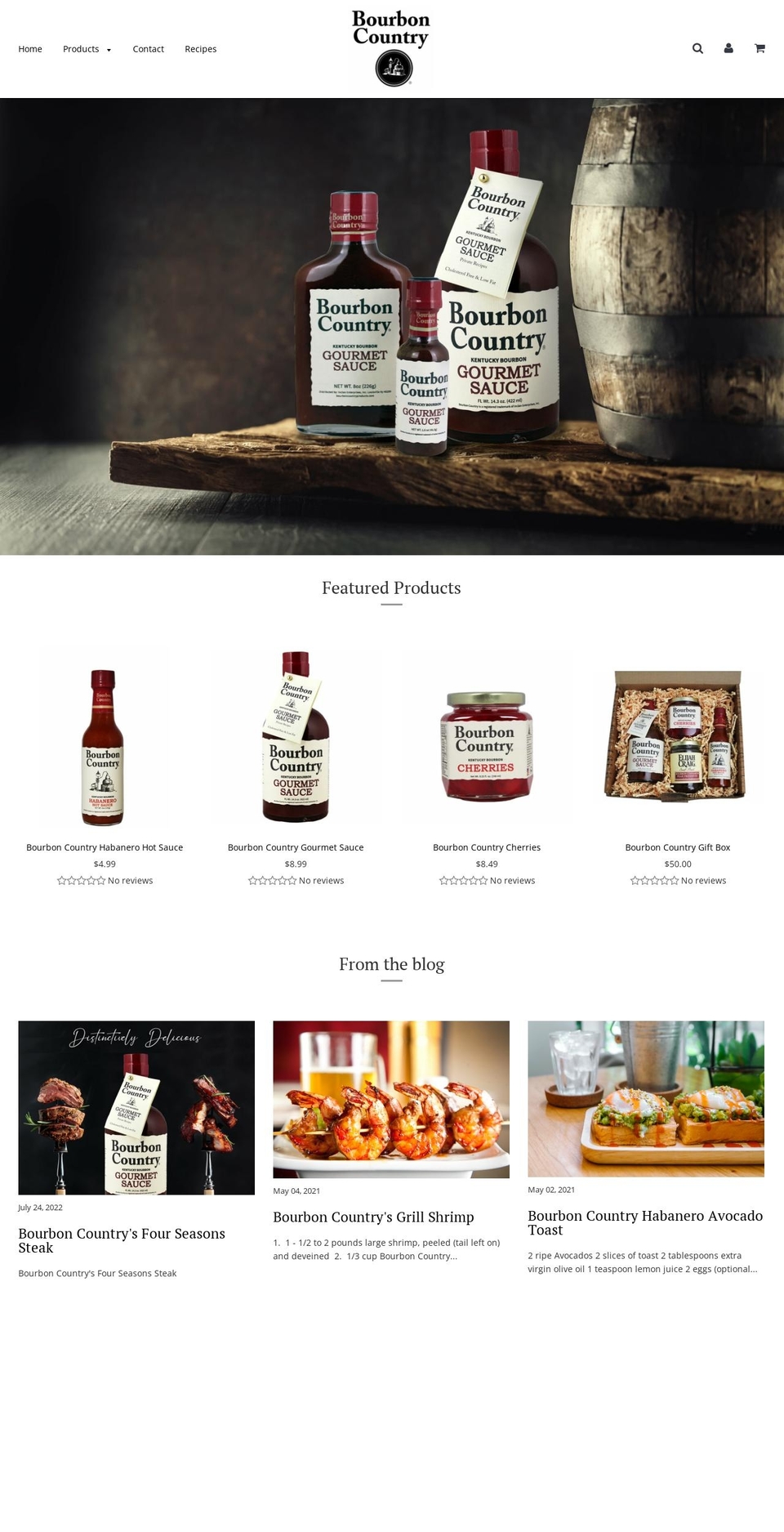 bourboncountryproducts.com shopify website screenshot