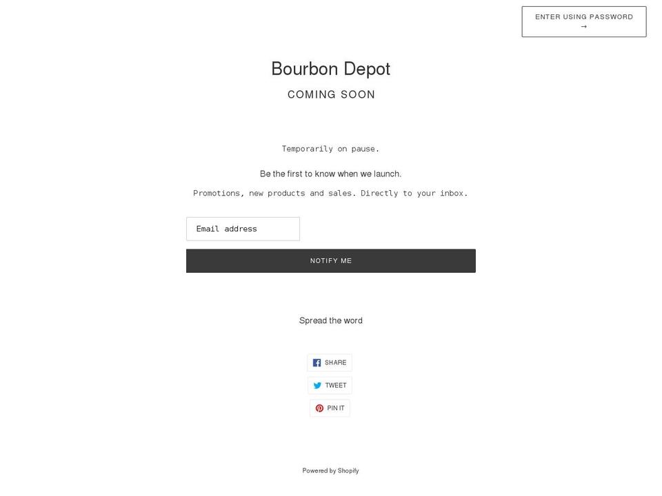 bourbondepot.com shopify website screenshot