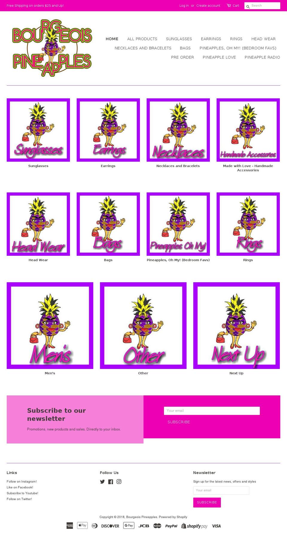 bourgeoispineapples.com — Shopify storefront screenshot