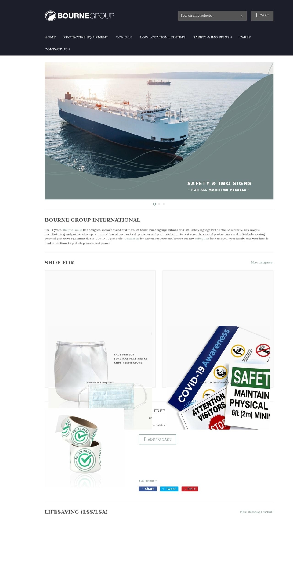 bournesafety.com shopify website screenshot