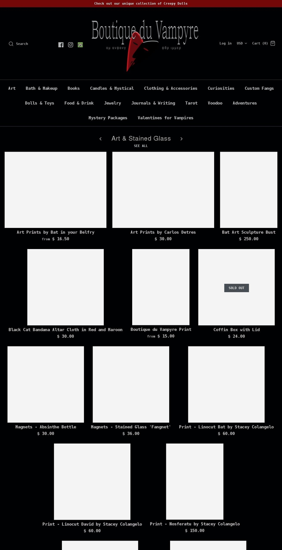 boutique-du-vampyre.myshopify.com — Shopify storefront screenshot