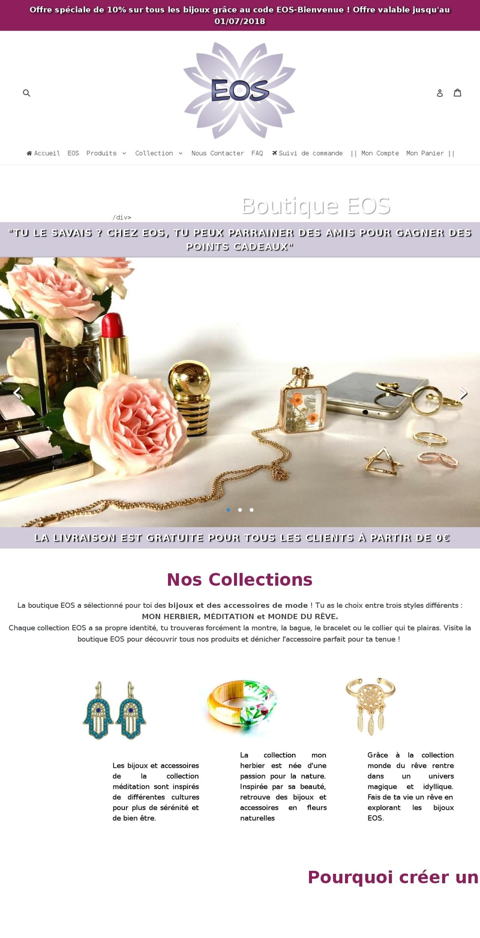 boutique-eos.com — Shopify storefront screenshot