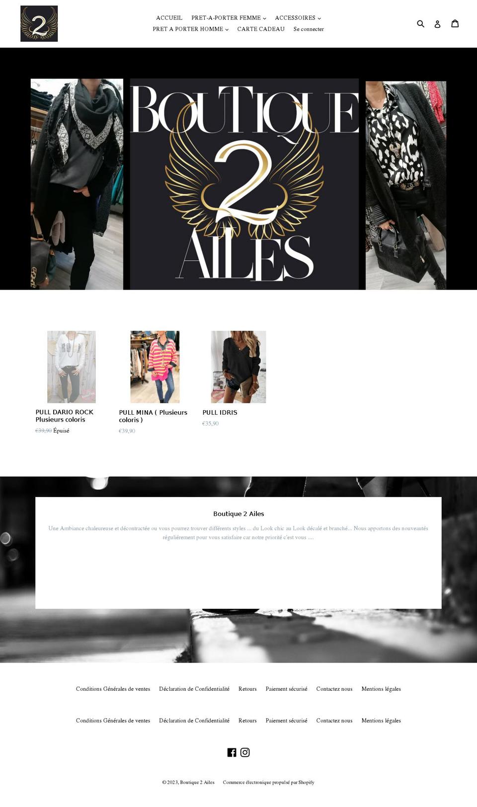 boutique2ailes.com shopify website screenshot