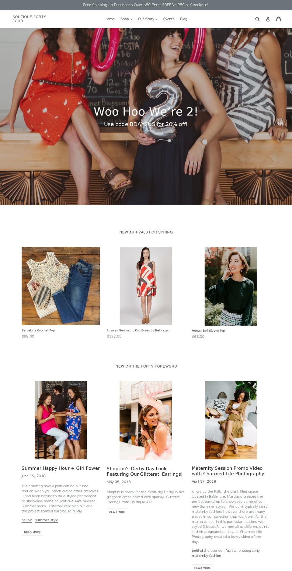 boutique44.com shopify website screenshot