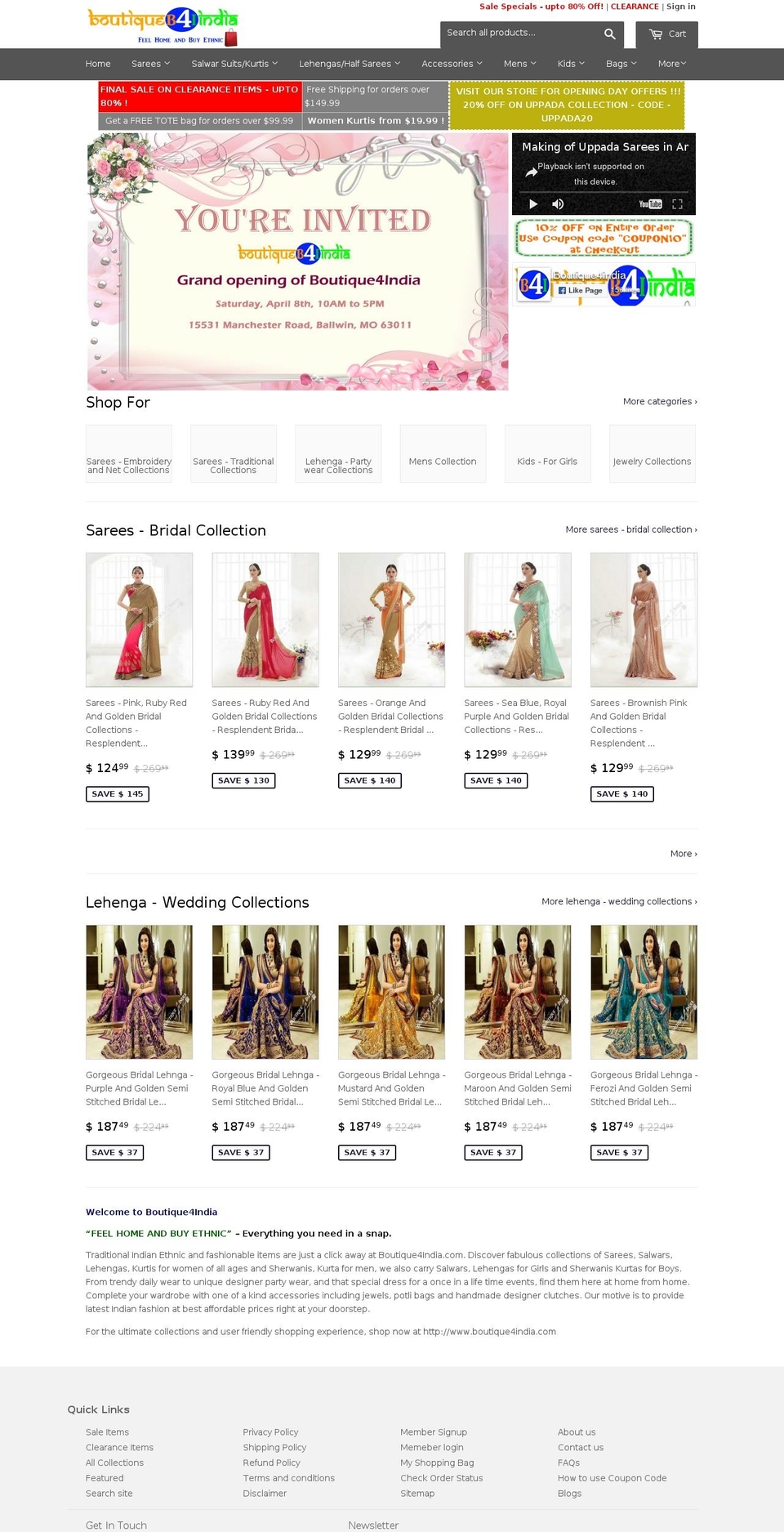 boutique4india.com shopify website screenshot