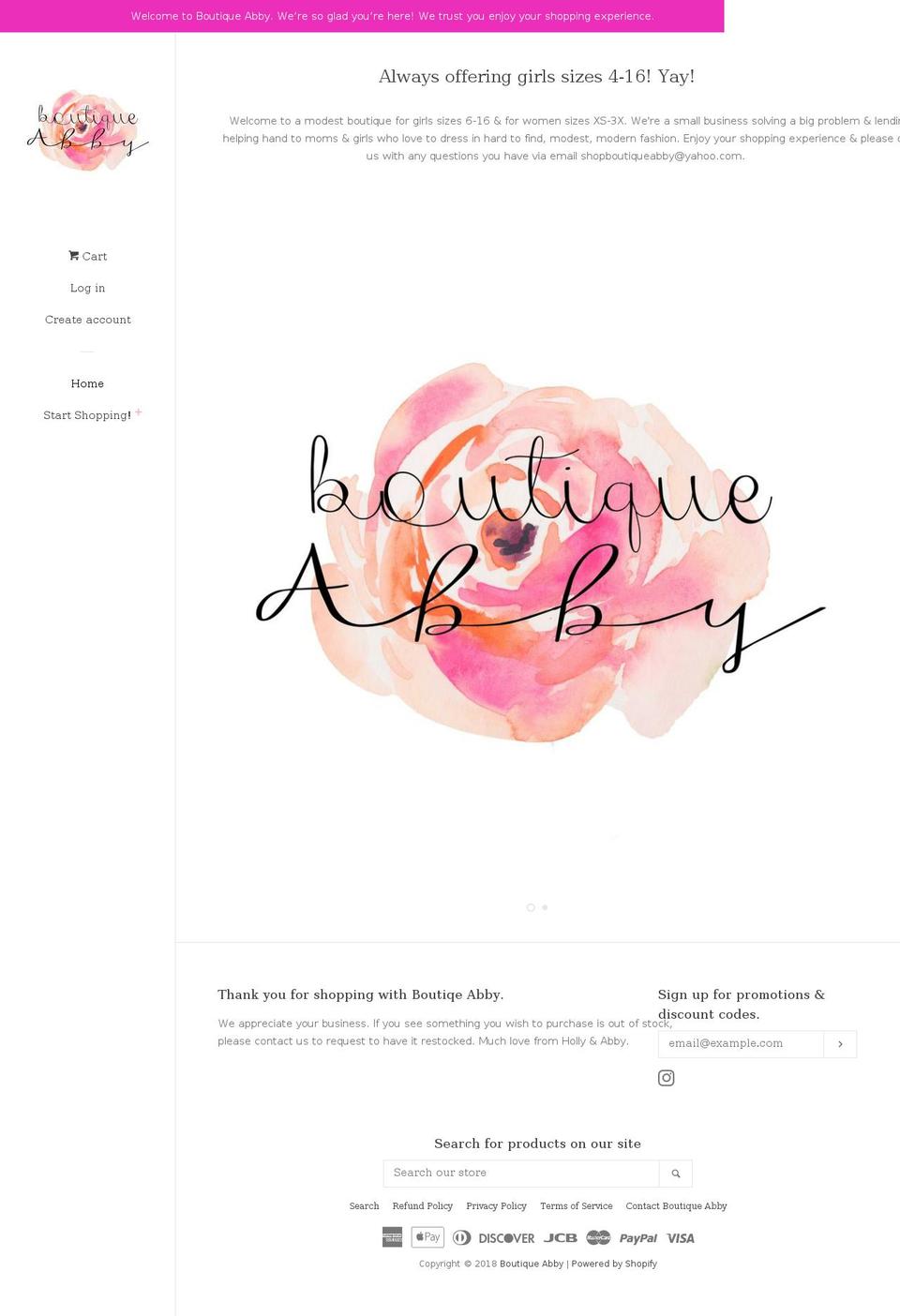 boutiqueabby.com shopify website screenshot