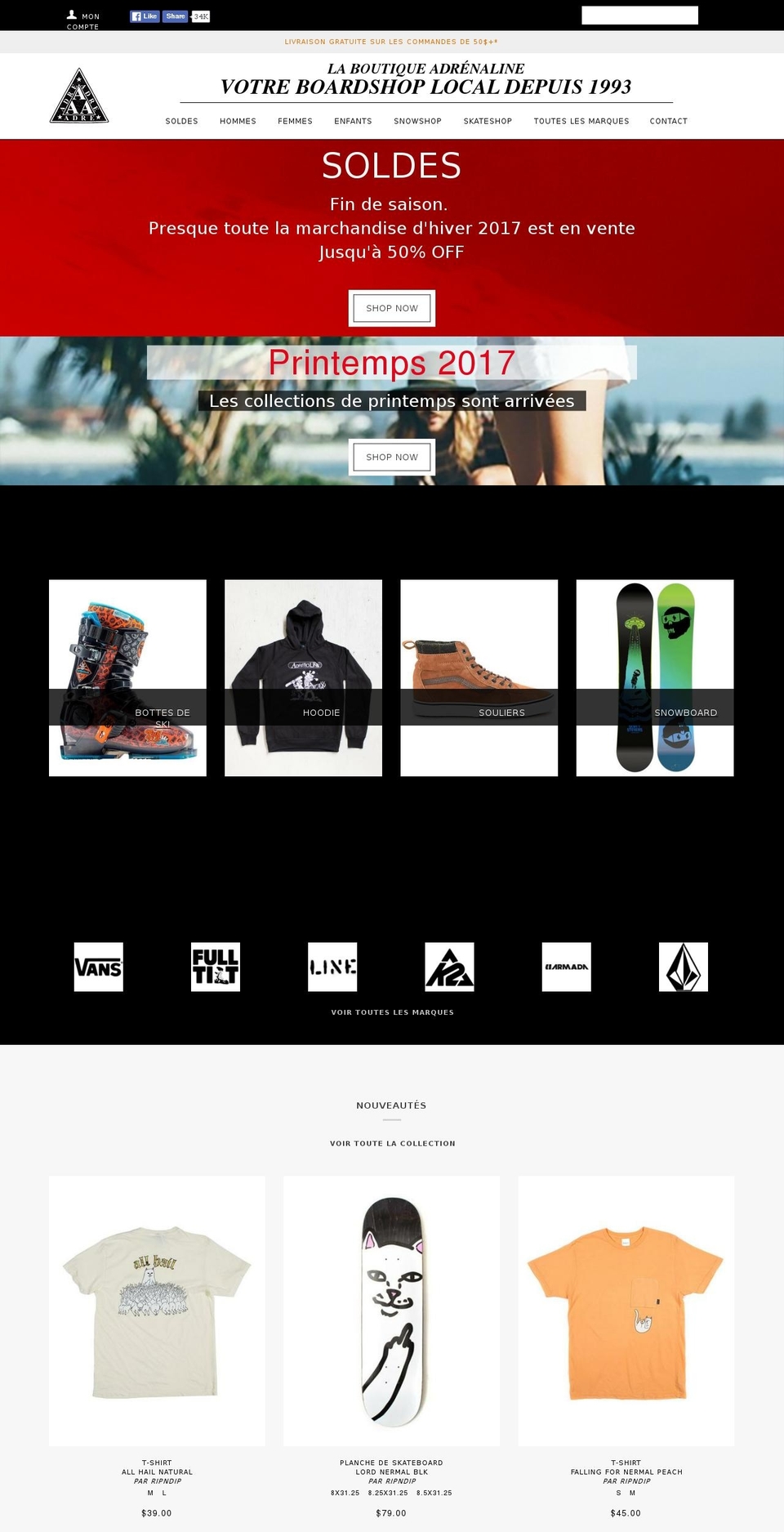 boutiqueadrenaline.com shopify website screenshot