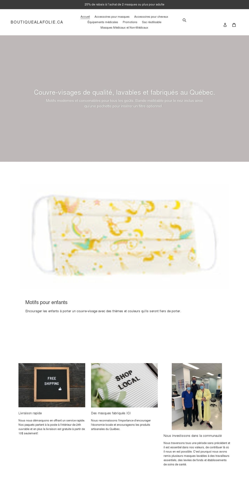 boutiquealafolie.ca shopify website screenshot