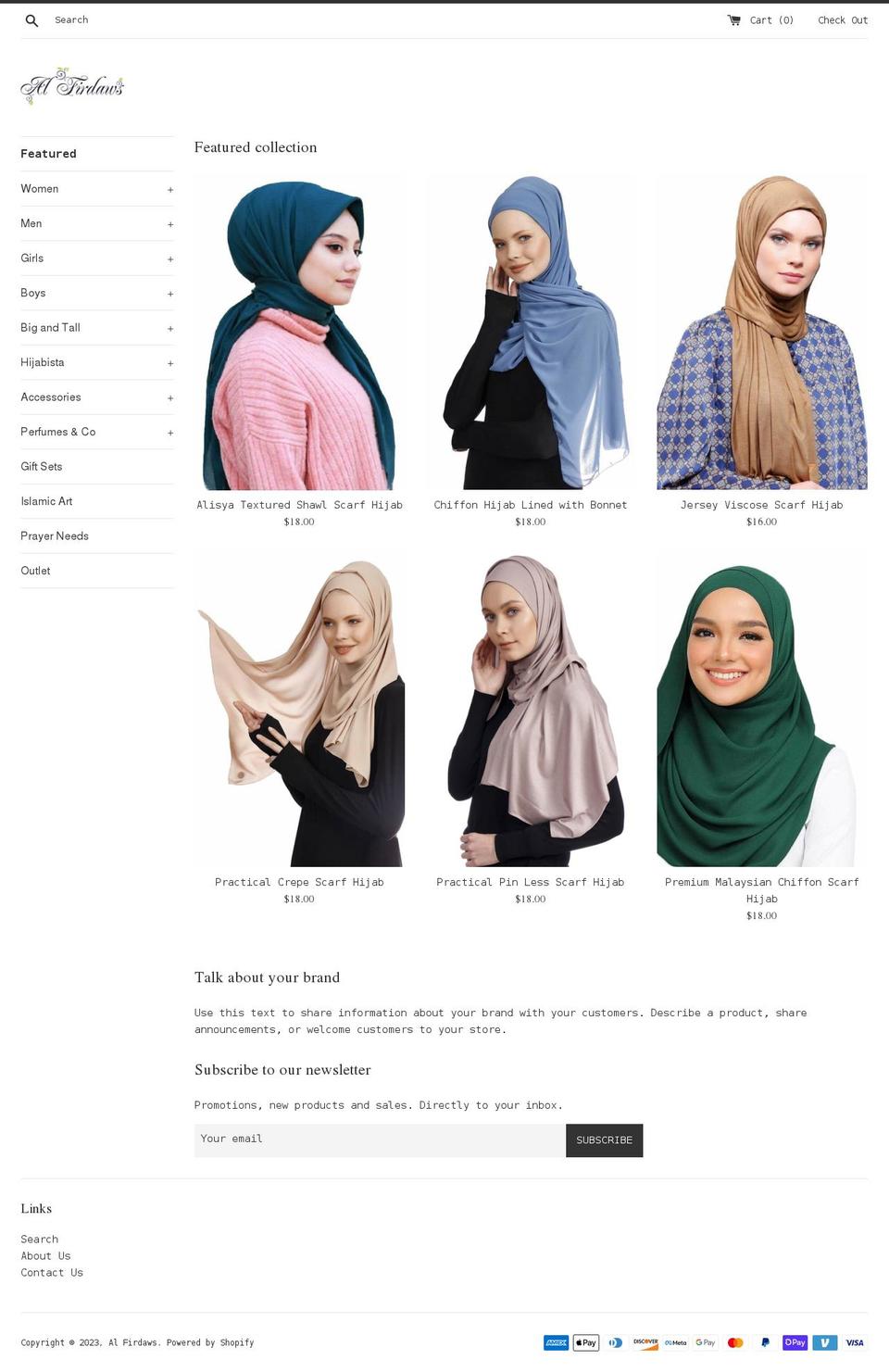 boutiquealfirdaws.com shopify website screenshot