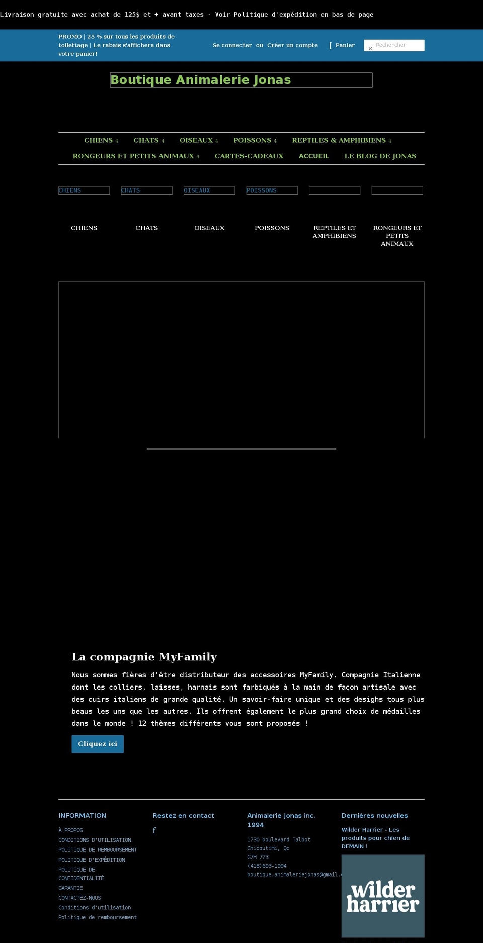 boutiqueanimaleriejonas.com shopify website screenshot