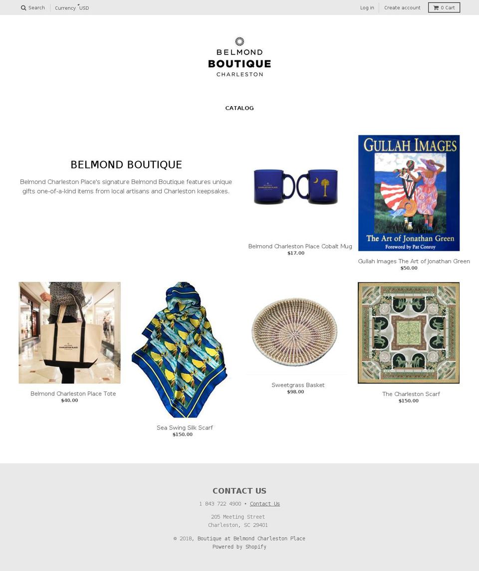 boutiqueatbelmondcharlestonplace.com — Shopify storefront screenshot