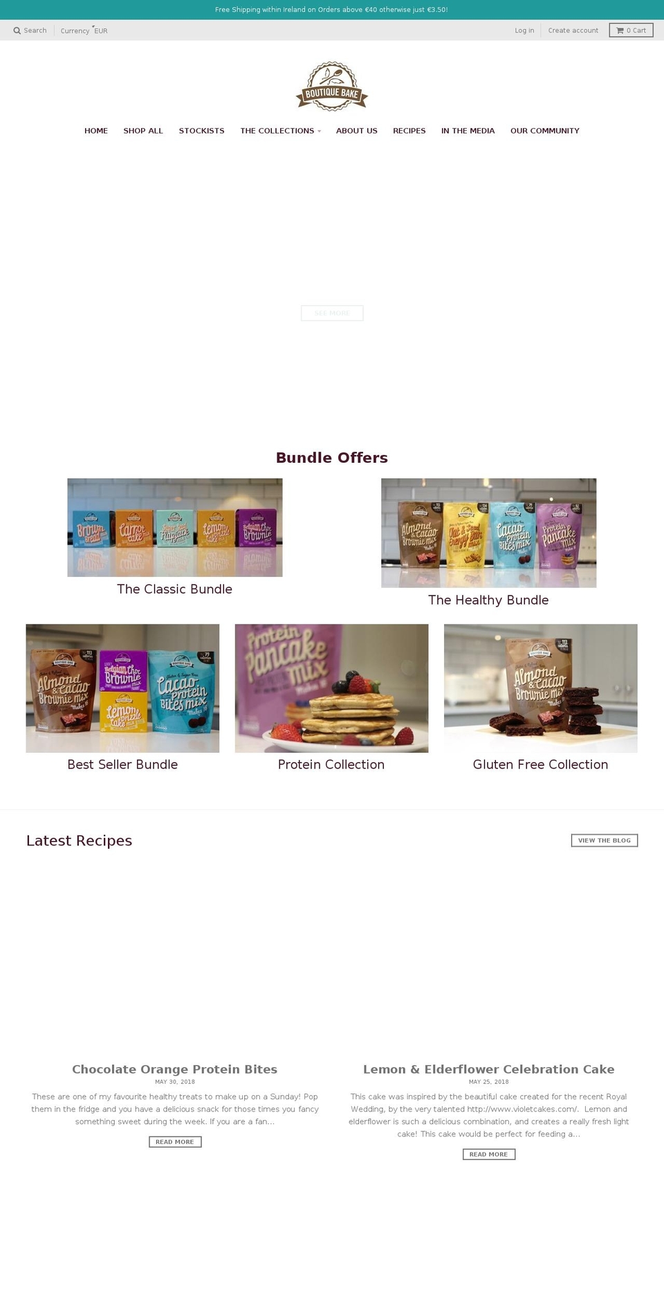 boutiquebake.ie shopify website screenshot