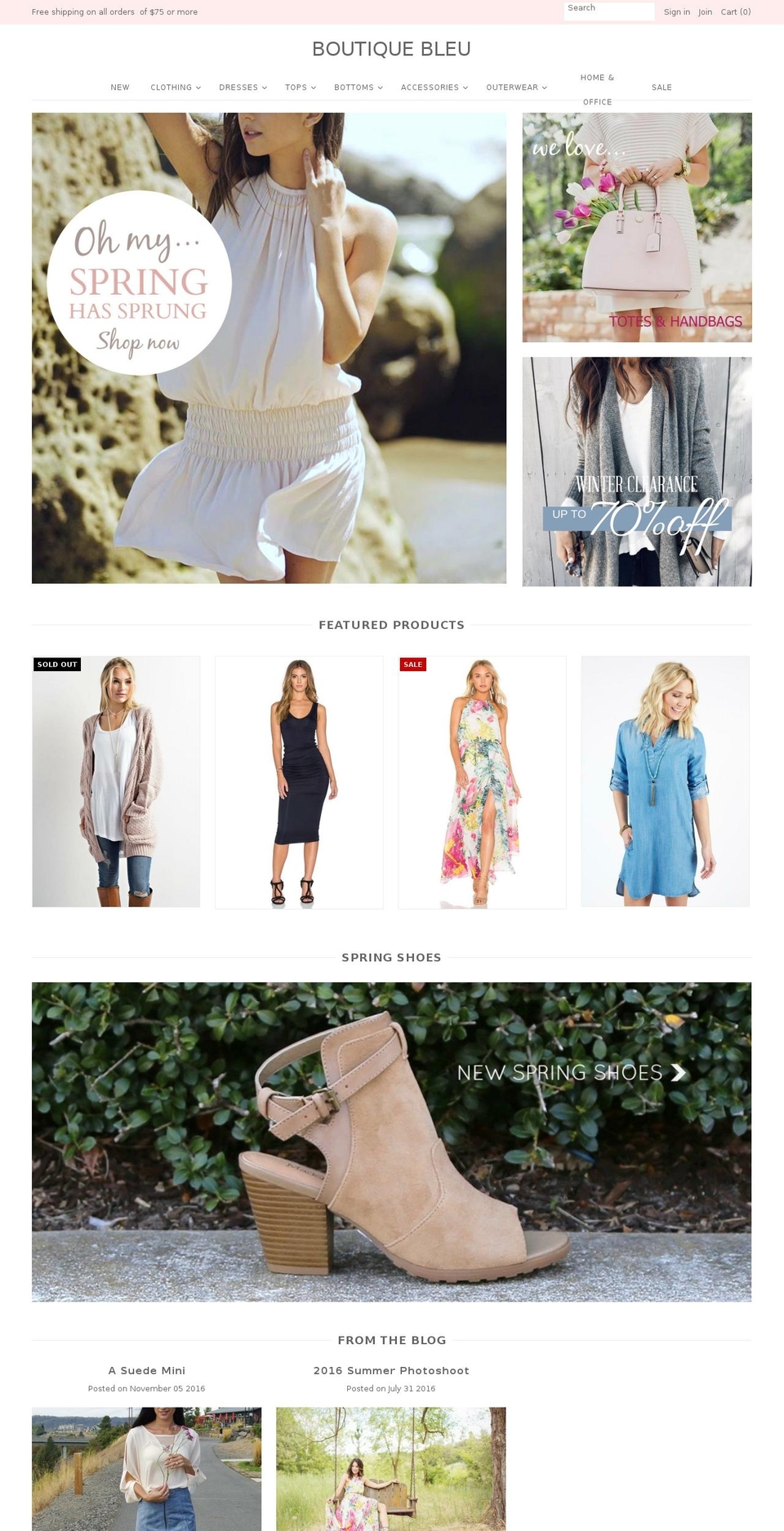 boutiquebleuonline.com shopify website screenshot