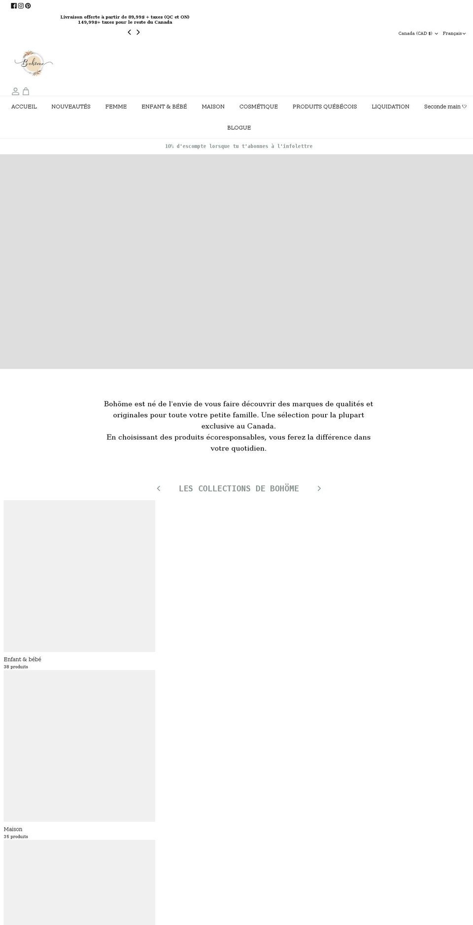 boutiquebohome.com shopify website screenshot