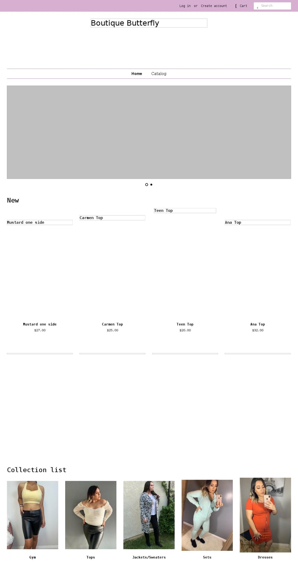 boutiquebutterfly.com shopify website screenshot
