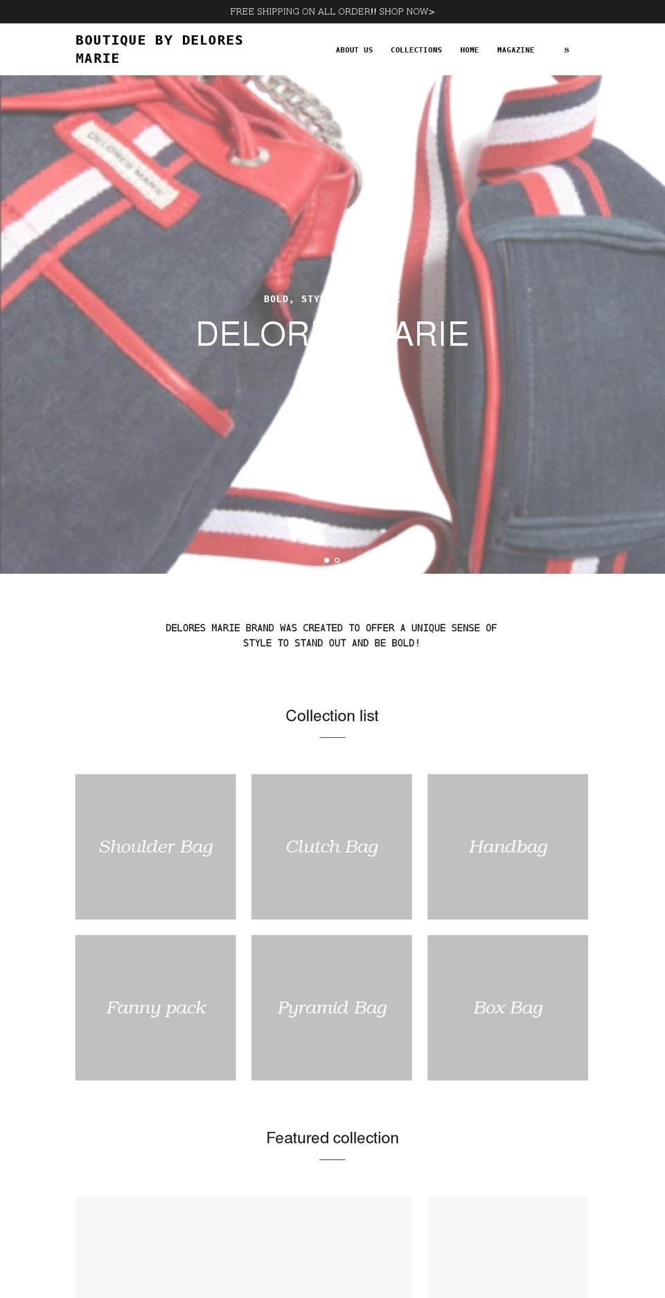 boutiquebydeloresmarie.com shopify website screenshot