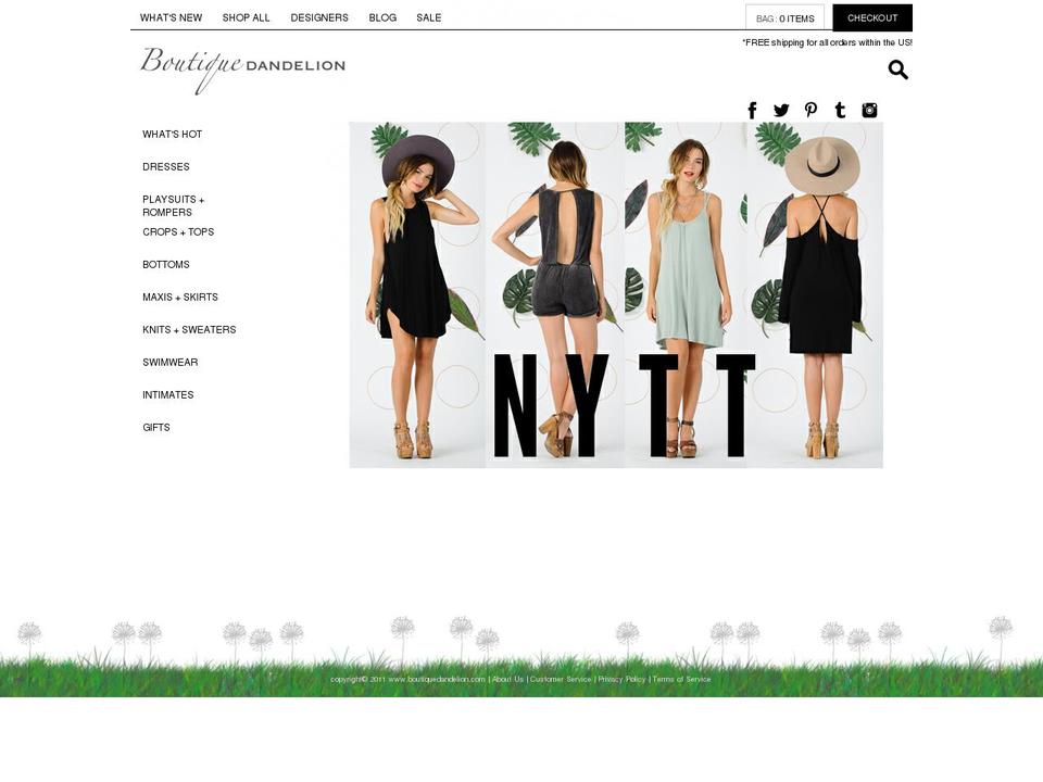 Desktop Shopify theme site example boutiquedandelion.com