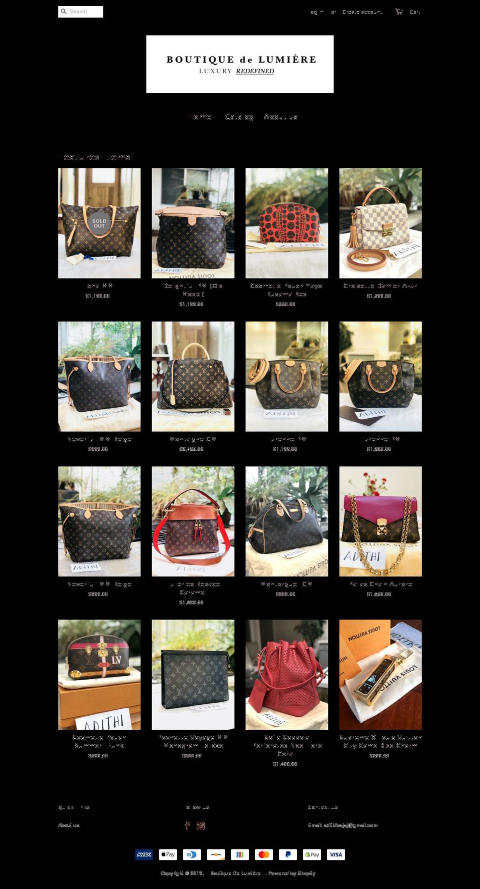 boutiquedelumiere.com — Shopify storefront screenshot