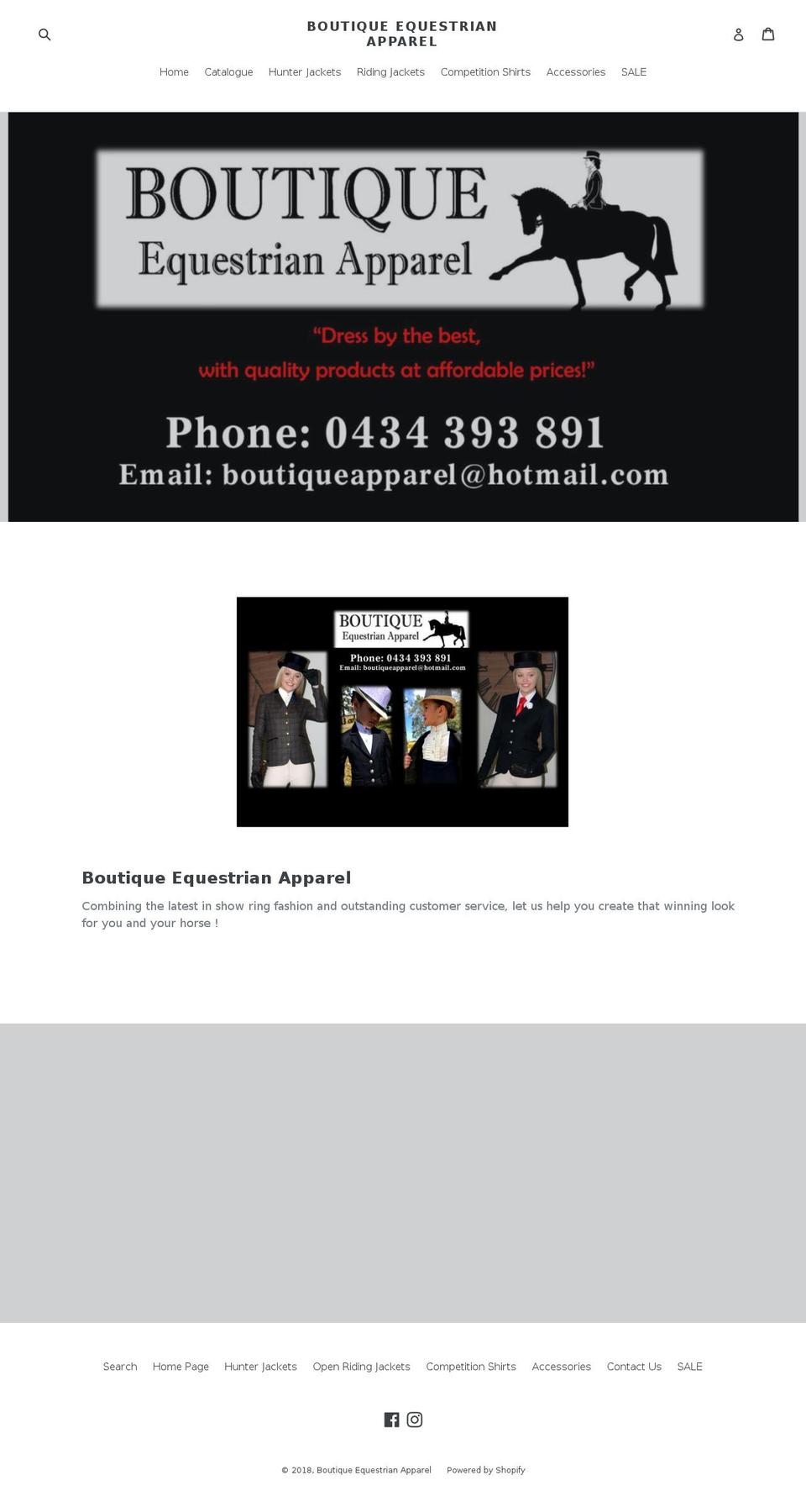 boutiqueequstrianapparel.com — Shopify storefront screenshot