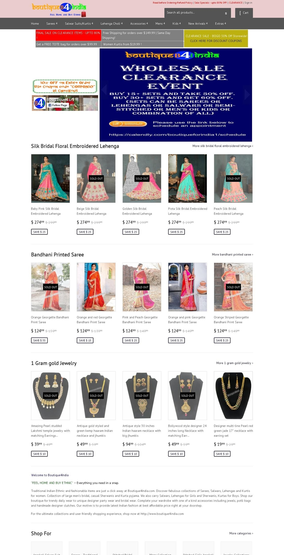boutiqueforindia.com — Shopify storefront screenshot