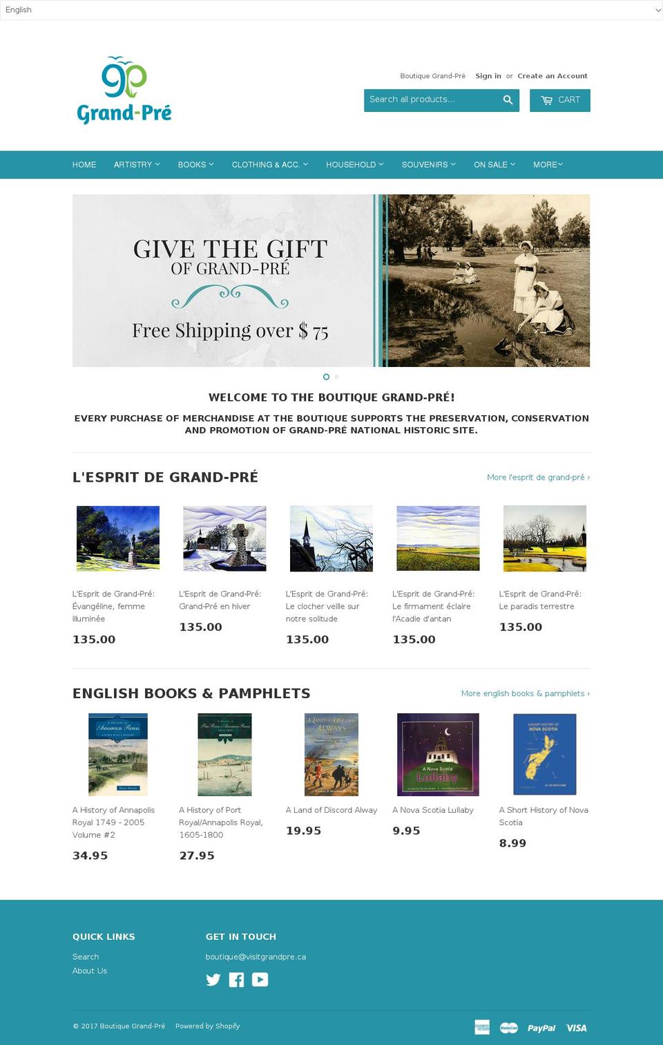 boutiquegrandpre.com shopify website screenshot
