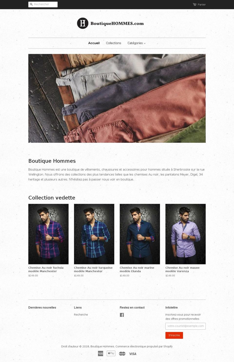 boutiquehommes.com shopify website screenshot