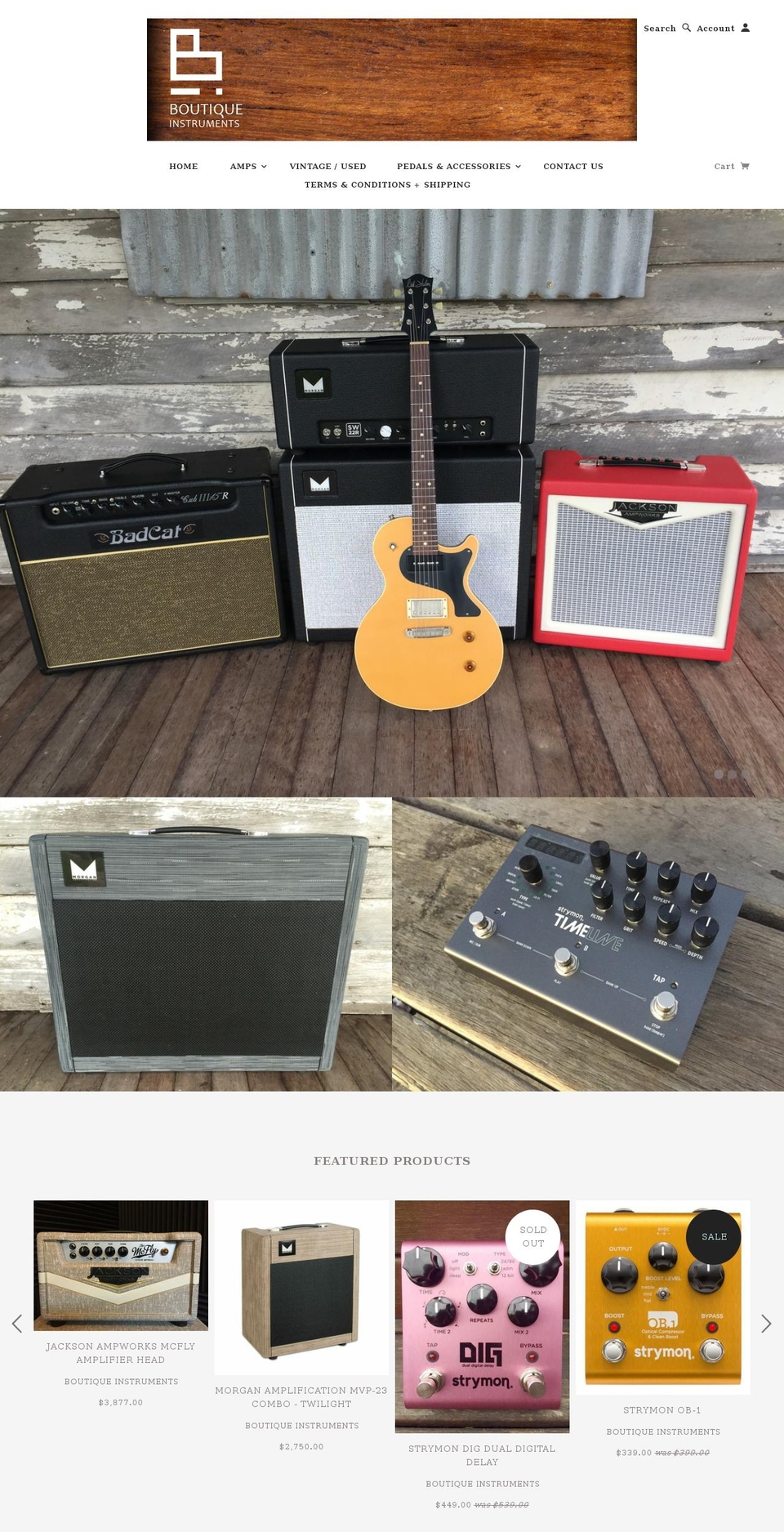 boutiqueinstruments.com.au shopify website screenshot