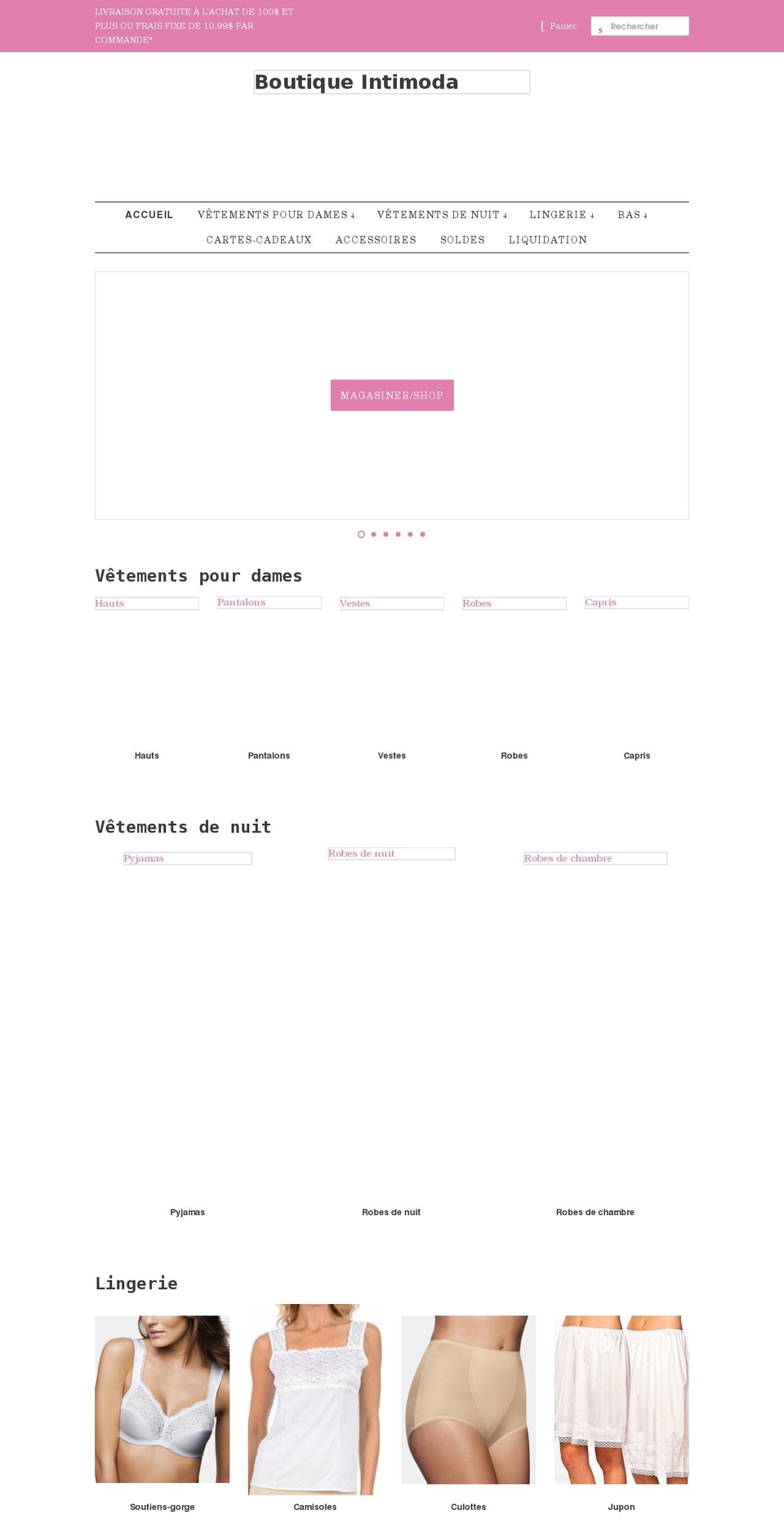 boutiqueintimoda.com shopify website screenshot