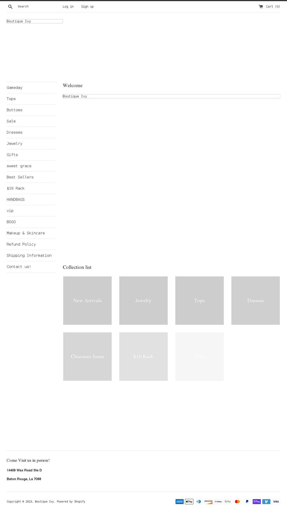 boutiqueivey.com shopify website screenshot