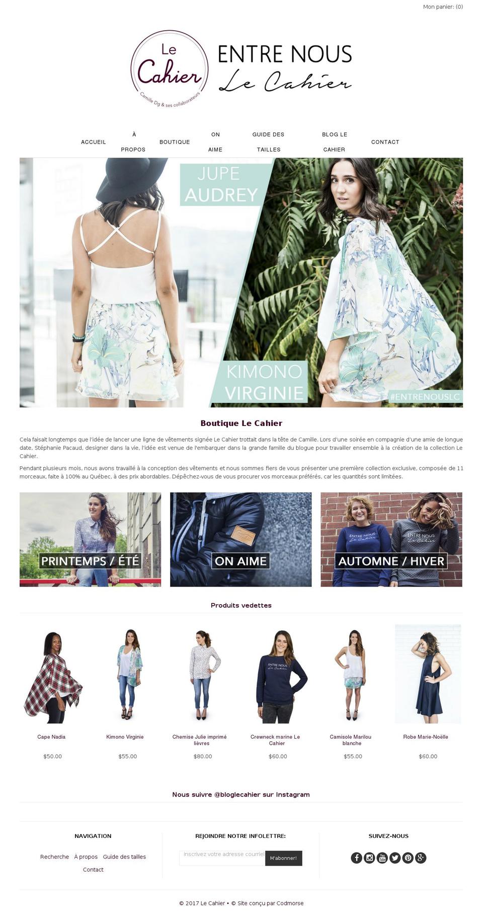boutiquelecahier.com shopify website screenshot