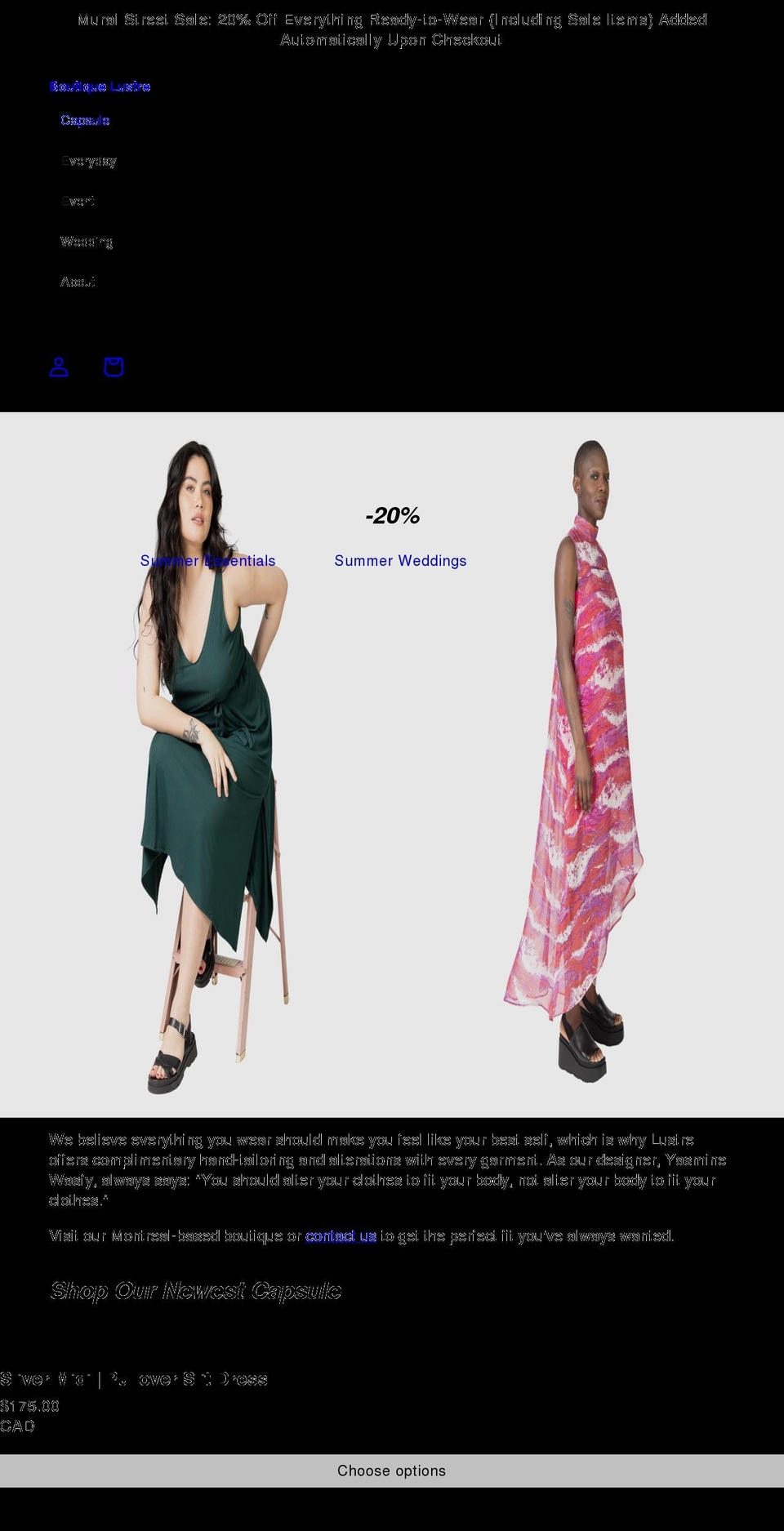 boutiquelustre.com shopify website screenshot