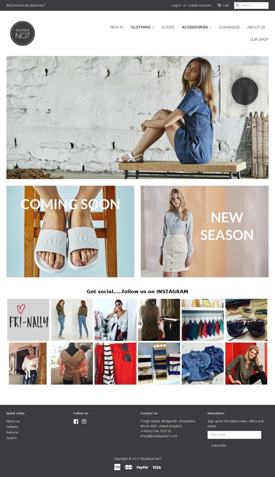 boutiqueno7.com shopify website screenshot
