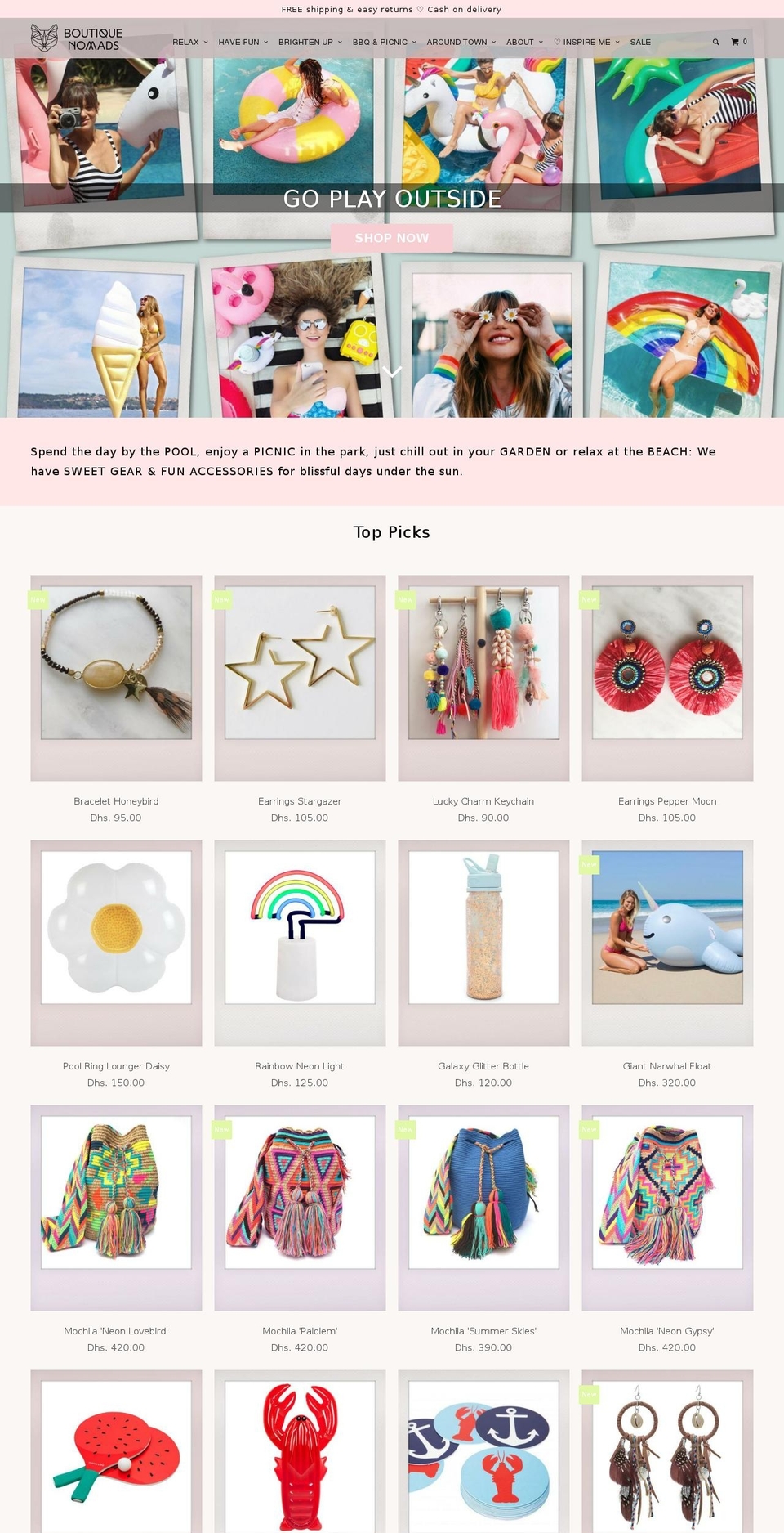 boutiquenomads.com — Shopify storefront screenshot