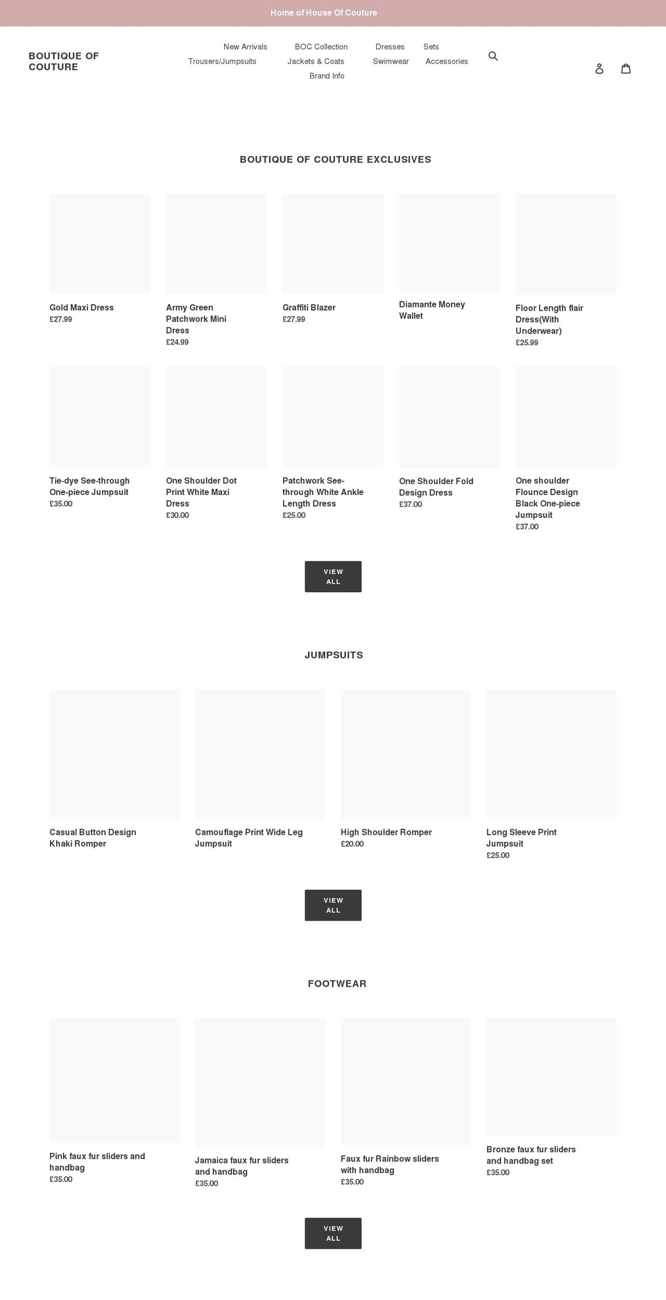 boutiqueofcouture.com shopify website screenshot