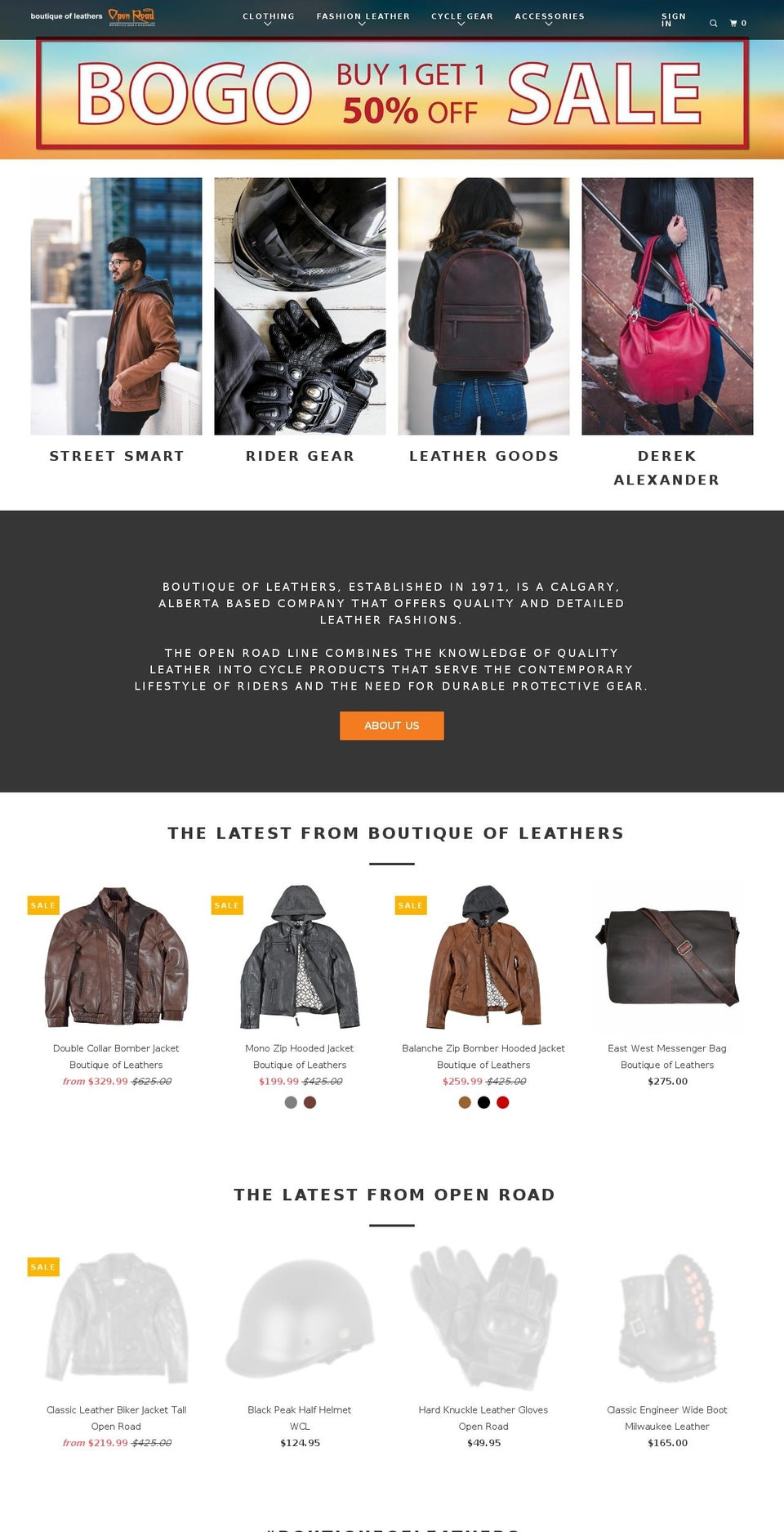 boutiqueofleathers.com shopify website screenshot