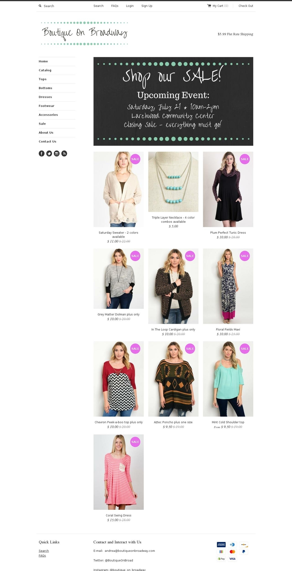 boutiqueonbroadway.com shopify website screenshot