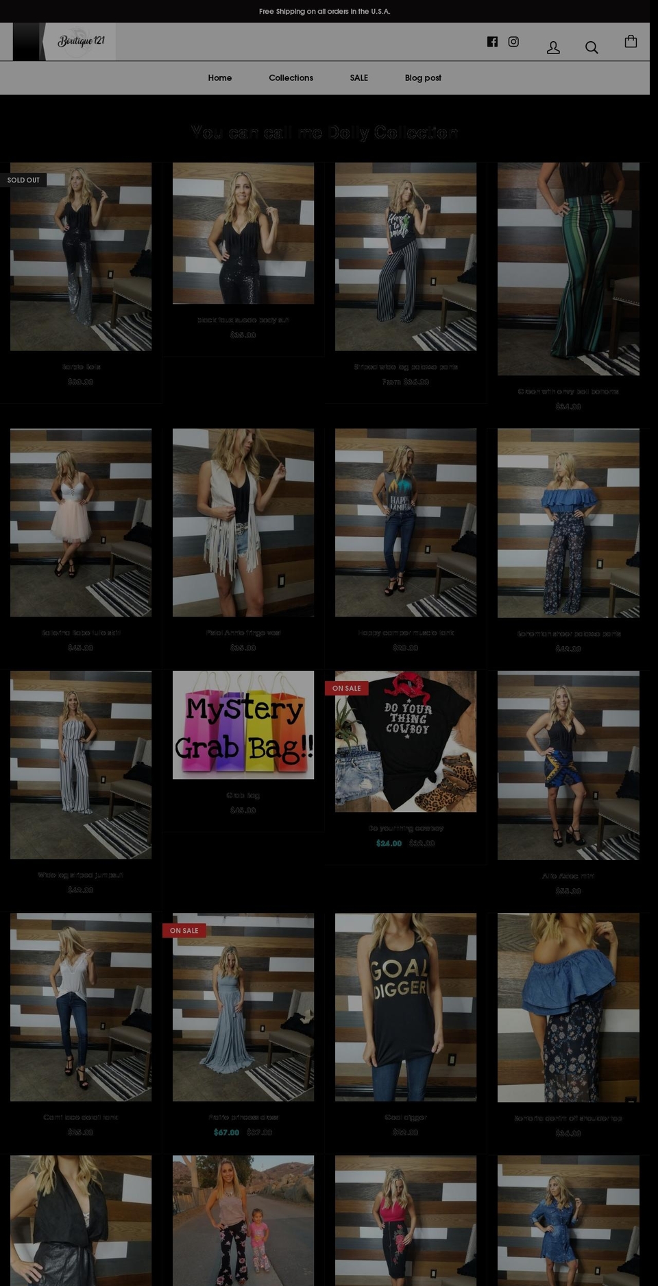 boutiqueonetwentyone.com shopify website screenshot