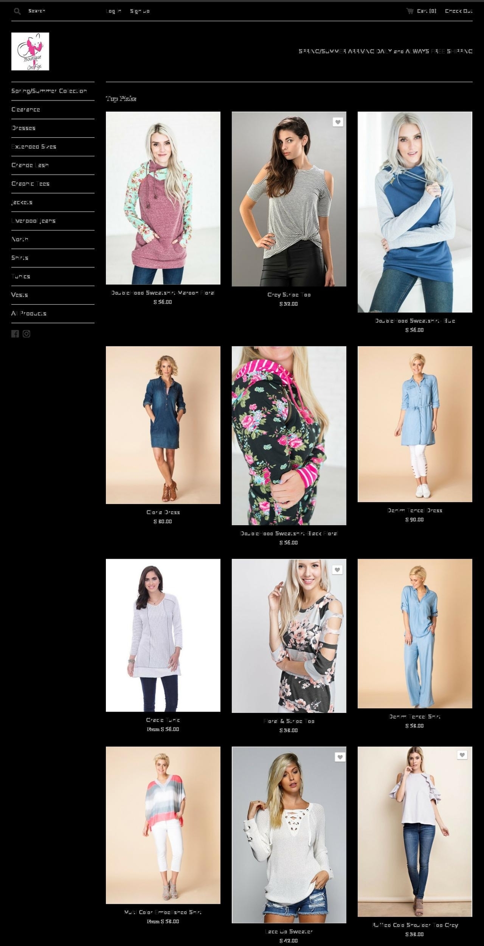 boutiqueonfox.com shopify website screenshot