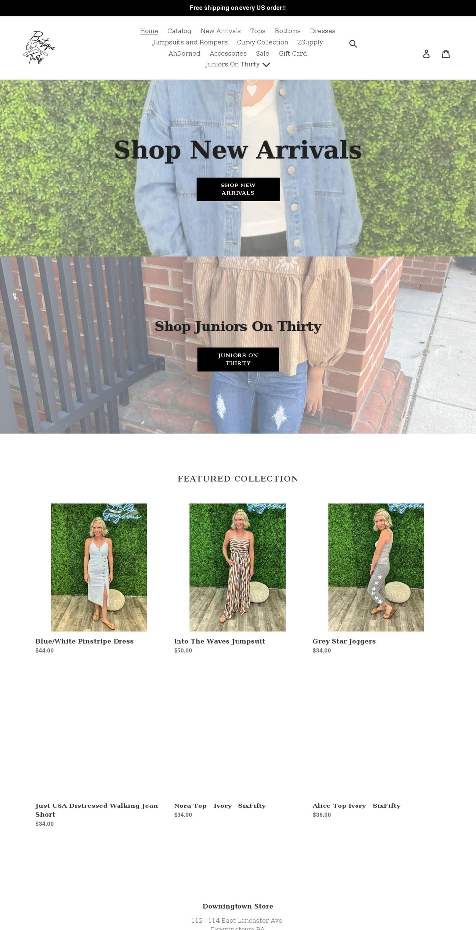 boutiqueonthirty.com shopify website screenshot