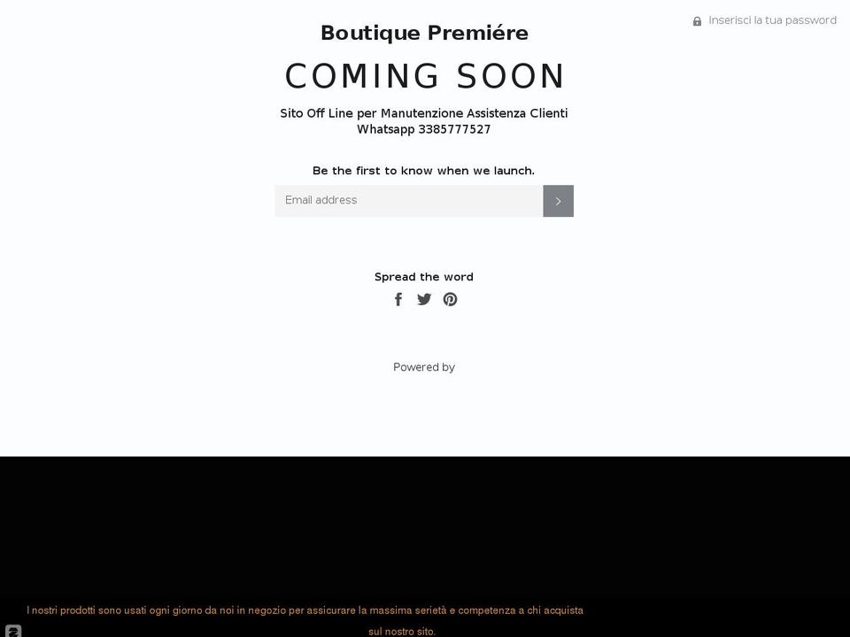 boutiquepremiere.it shopify website screenshot