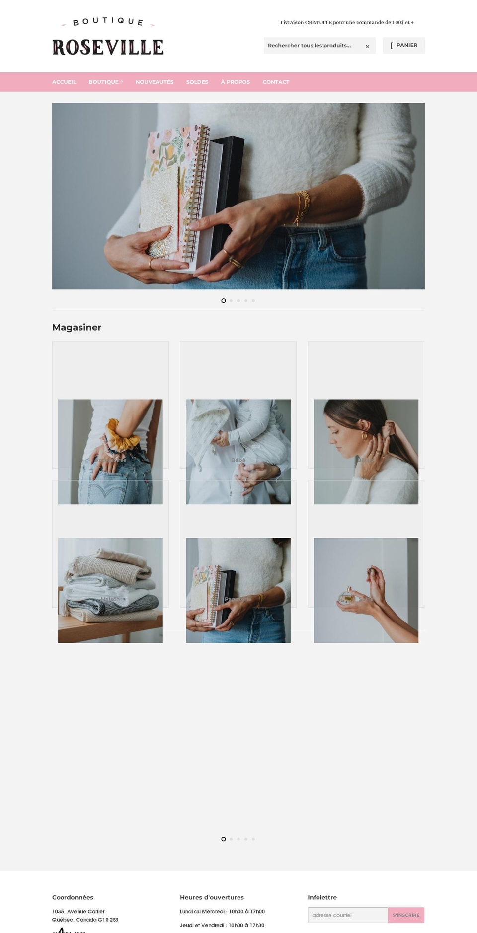 boutiqueroseville.ca shopify website screenshot