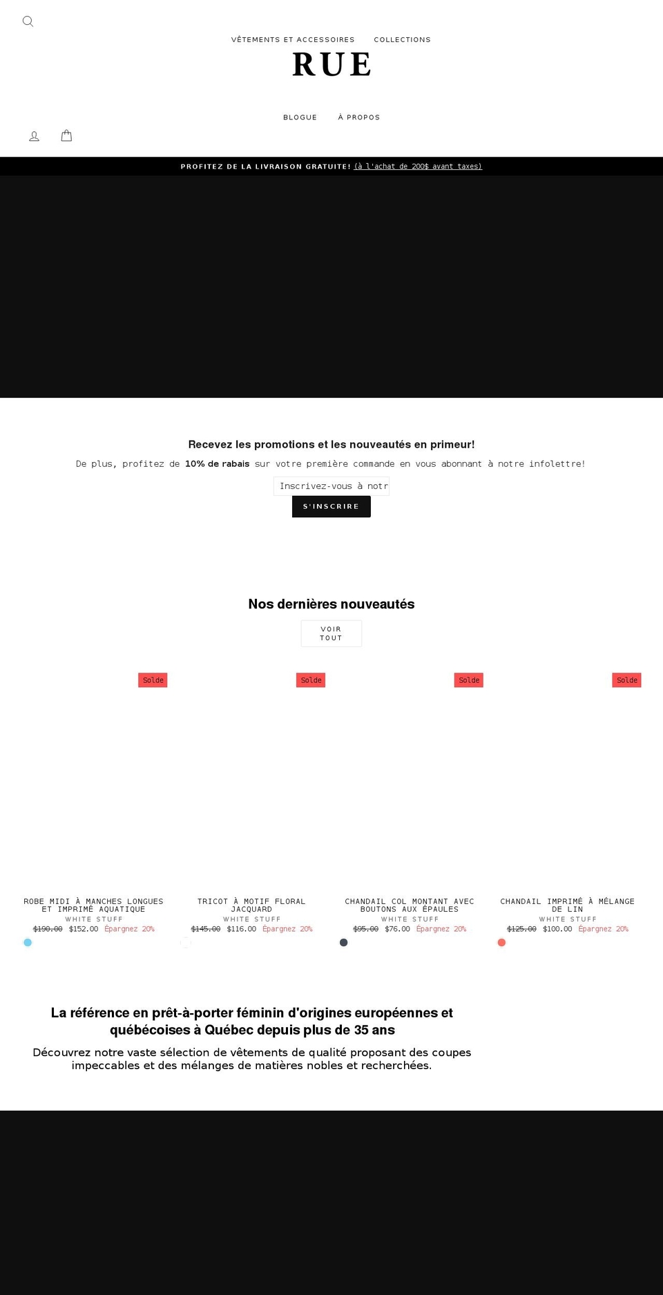 boutiquerue.ca shopify website screenshot