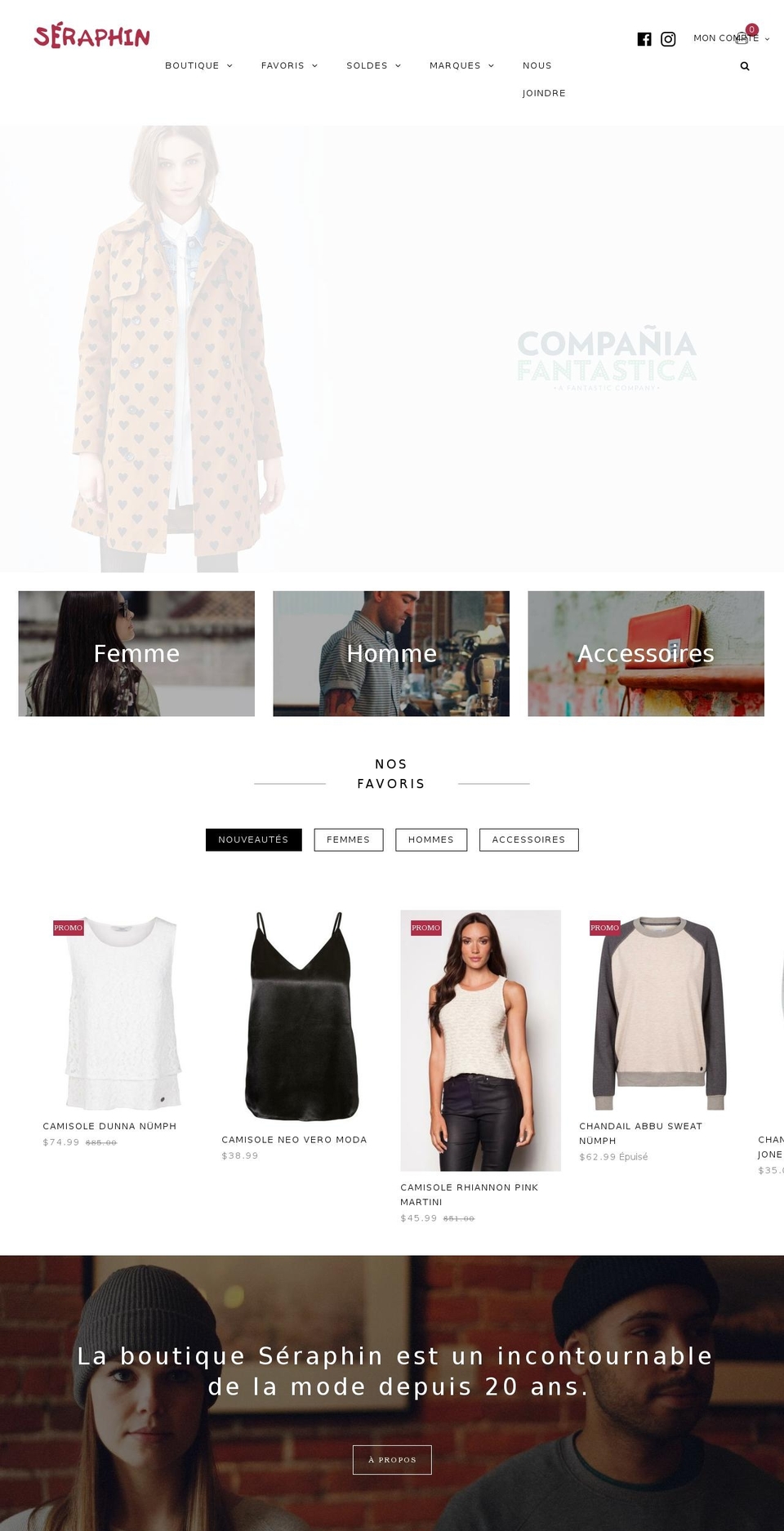 Influence Shopify theme site example boutiqueseraphin.com