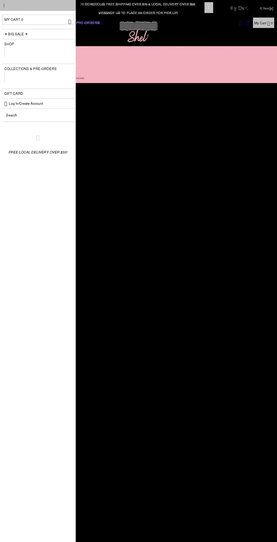 boutiqueshel.com shopify website screenshot