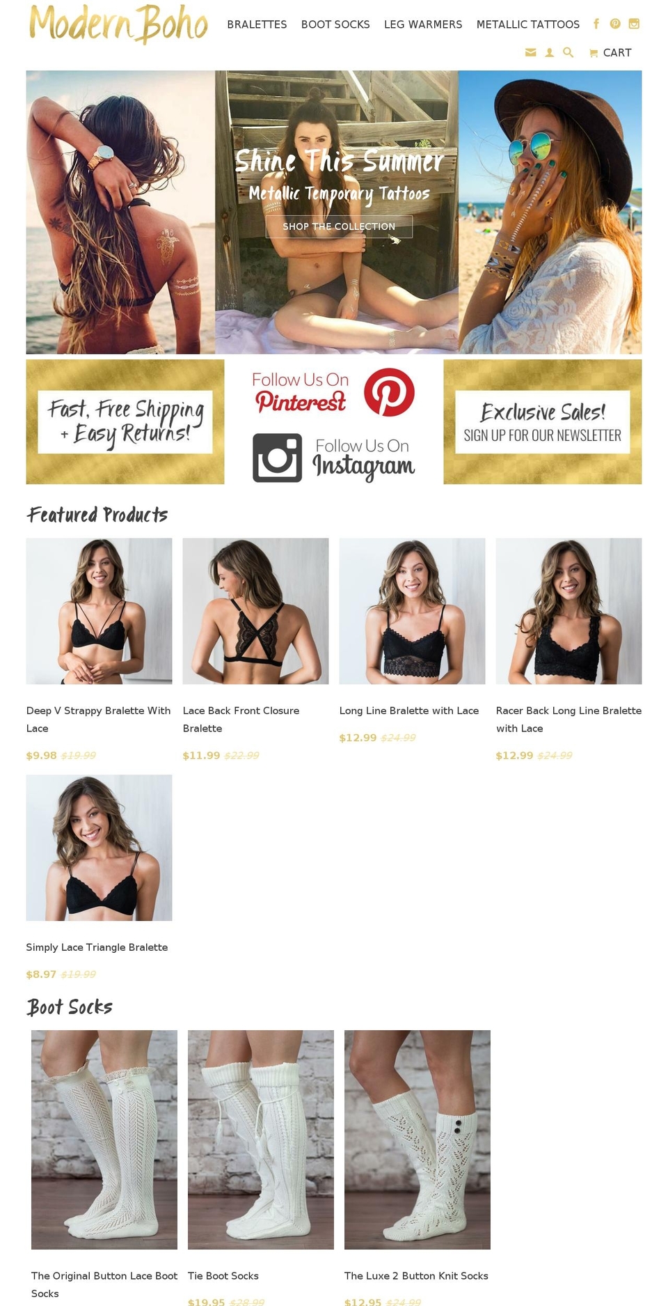boutiquesocks.com — Shopify storefront screenshot
