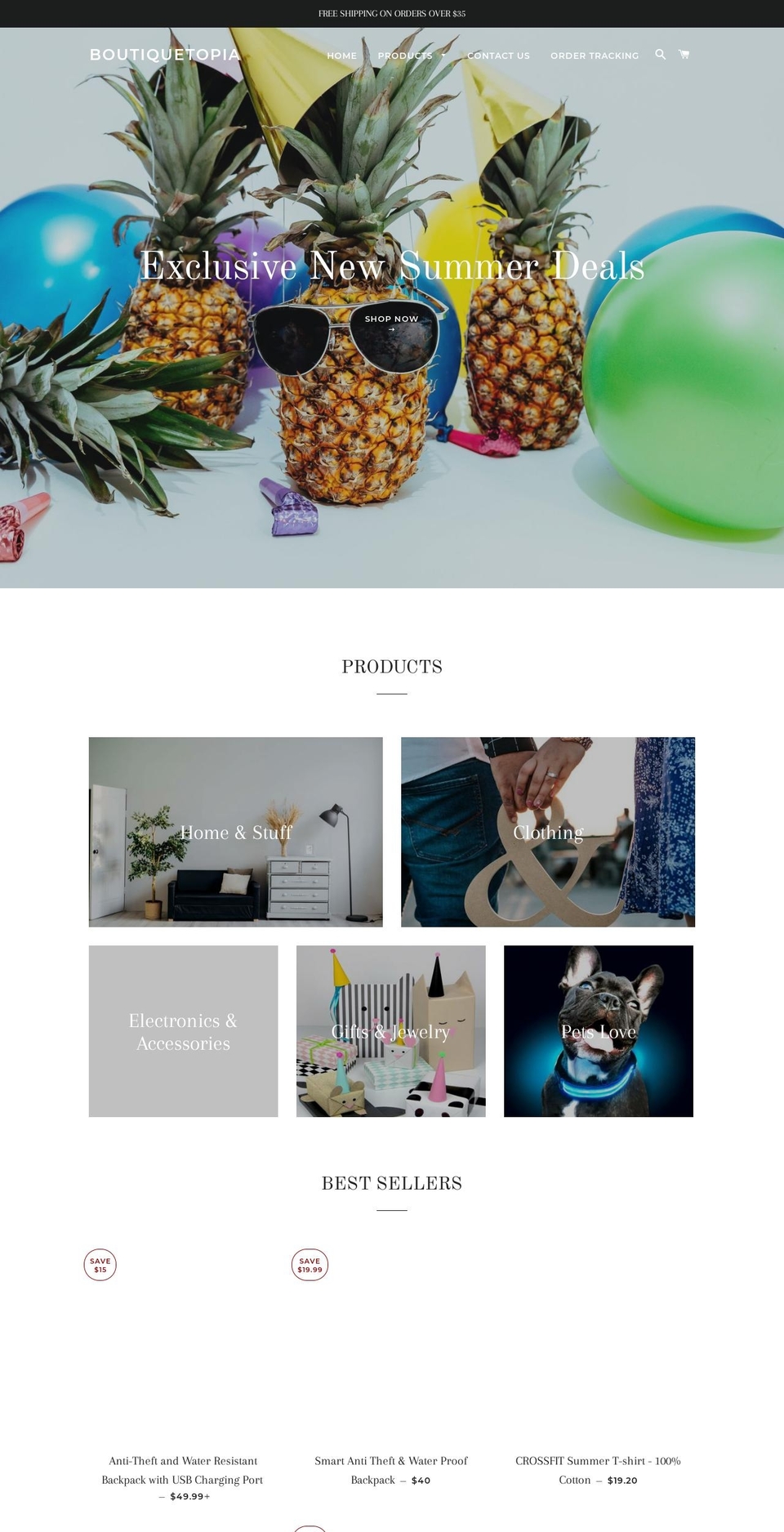 boutiquetopia.com — Shopify storefront screenshot