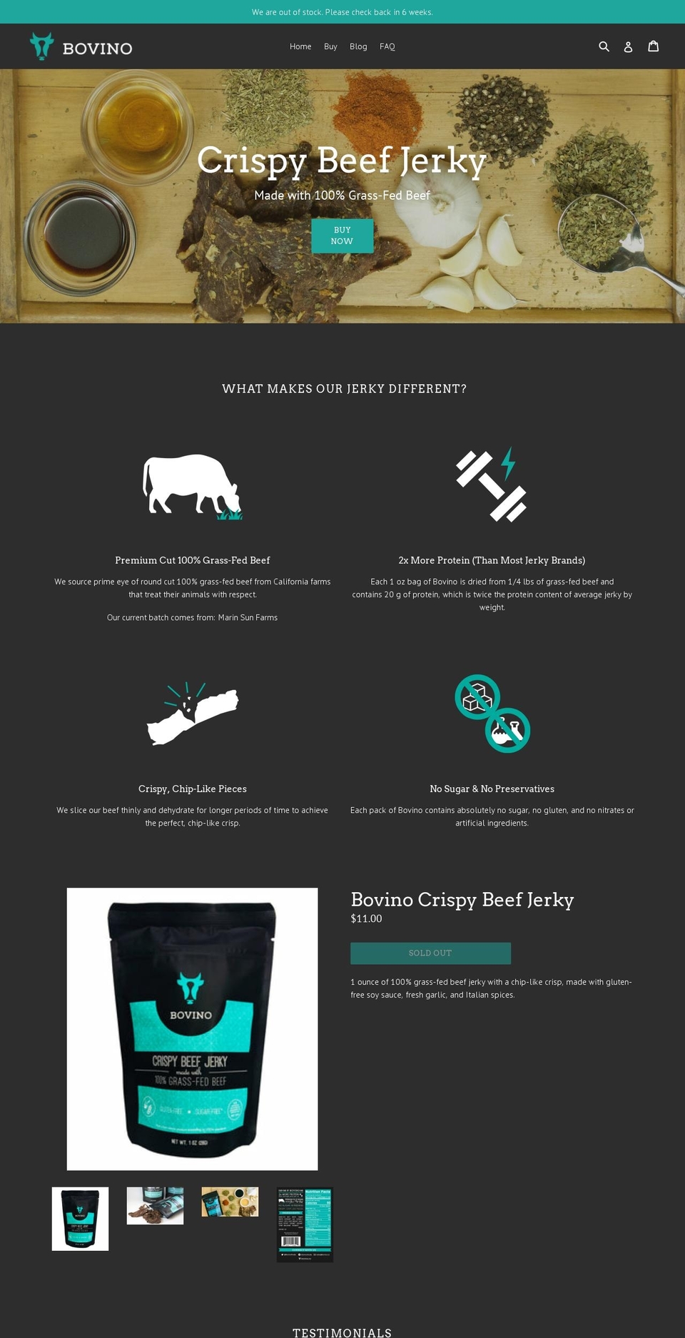 bovino.myshopify.com — Shopify storefront screenshot