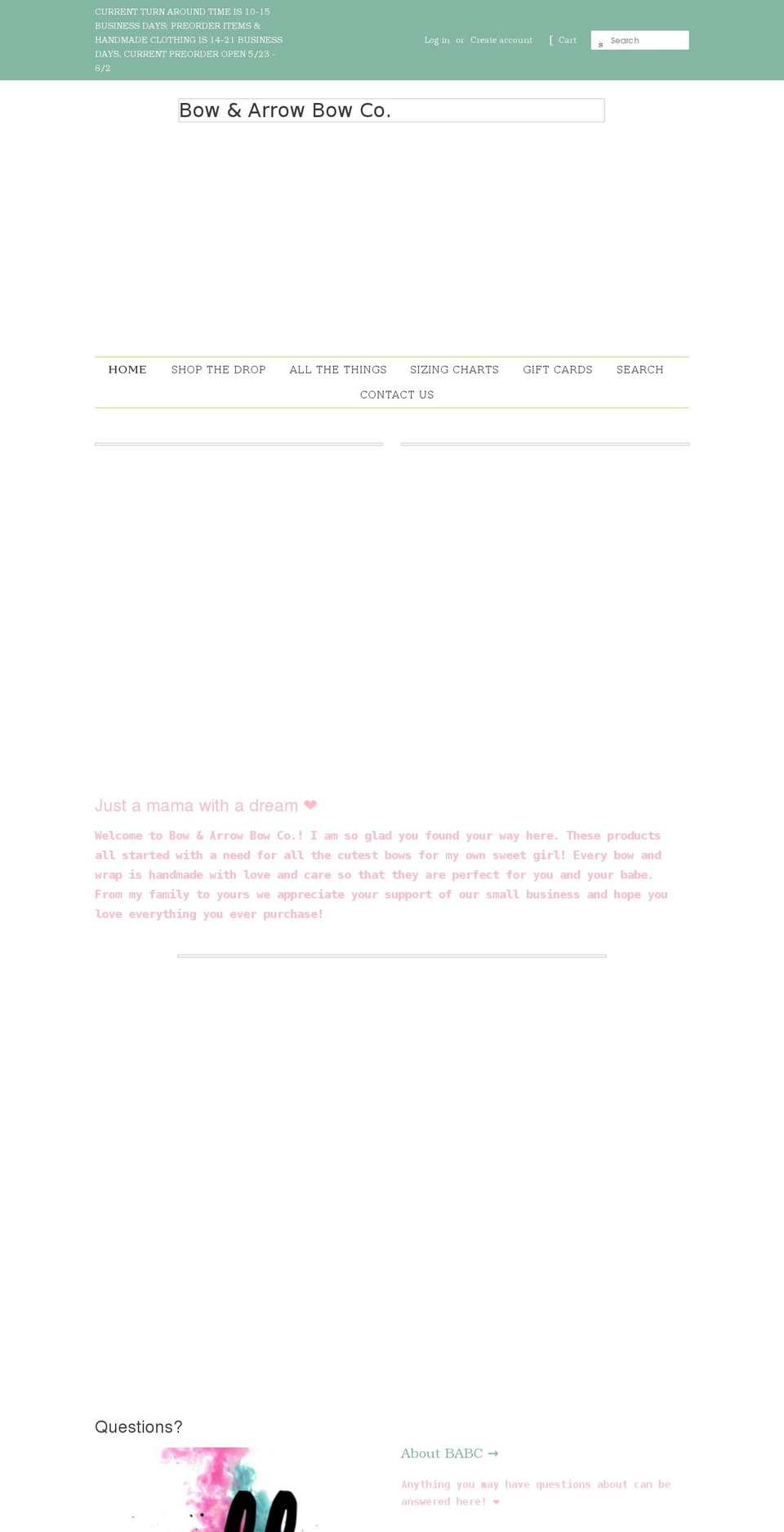 bowandarrowbowco.com shopify website screenshot